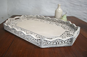 Pedran hand painted shabby chic Ornate Wooden Tray