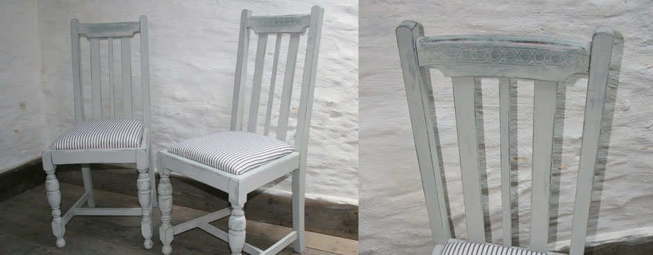 Pedran hand painted Pair of Oak chairs